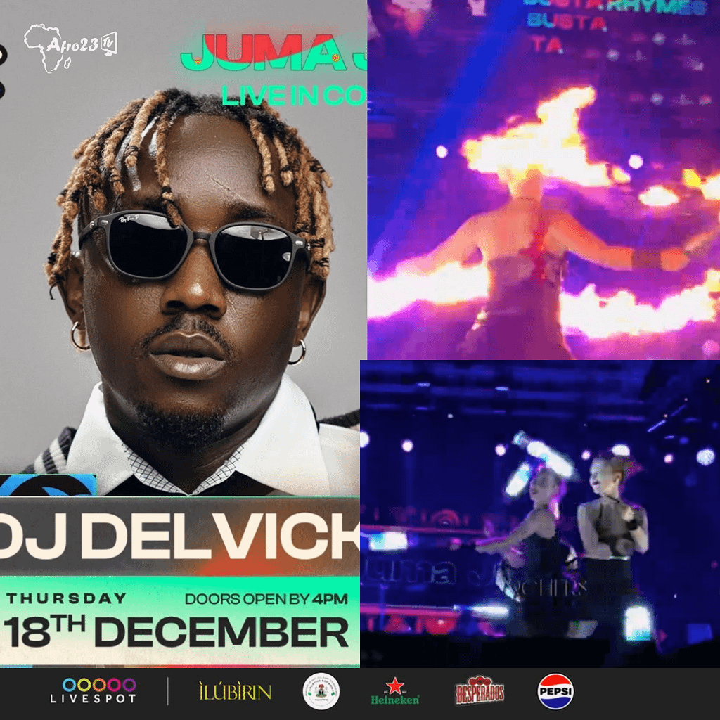 Dj Delvick and fire dancers at Juma LIve in Lagos