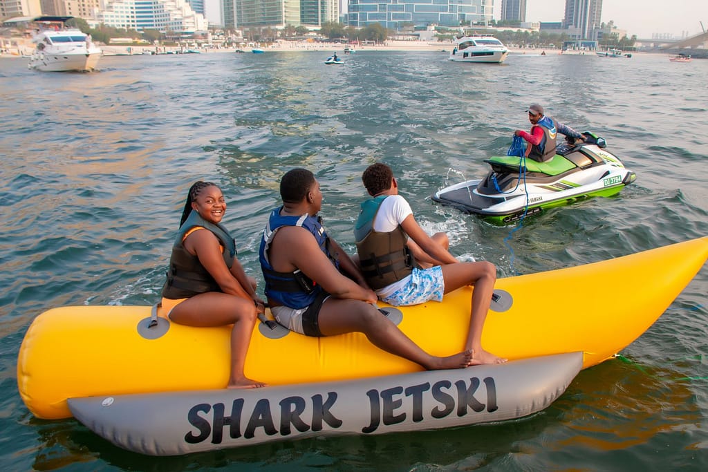 Guests hopping on jetskis